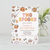 Meisje Twee Spooky Retro Halloween Verjaardag Kaart (Staand voorkant)