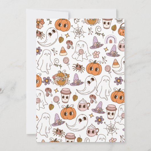 Meisje Twee Spooky Retro Halloween Verjaardag Kaart (Achterkant)