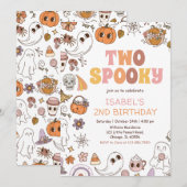 Meisje Twee Spooky Retro Halloween Verjaardag Kaart (Voorkant / Achterkant)