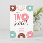 Meisje Twee Sweet Donut 2e Verjaardagsfeest Kaart (Staand voorkant)