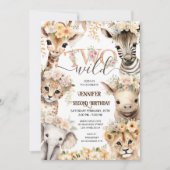 Meisje TWEE Wilde Safari Dieren 2e Verjaardag Kaart (Voorkant)