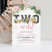 Meisje twee wilde safari dieren verjaardag kaart