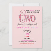 Meisje tweede verjaardag rode roze sprinkles kaart (Voorkant)