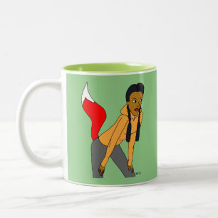 meisje tweekleurige koffiemok