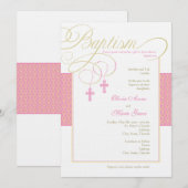 Meisje tweeling Damask doop uitnodiging (Voorkant / Achterkant)