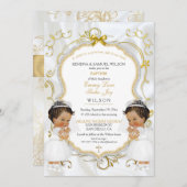 Meisje tweeling doop doopsel goud etnisch kaart (Voorkant / Achterkant)