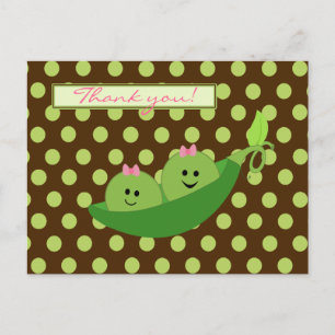 Meisje Tweeling Erwten In Een Pod Baby shower Dank Briefkaart