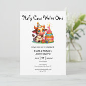 Meisje tweeling Heilige Koe We zijn een 1e verjaar Kaart (Staand voorkant)