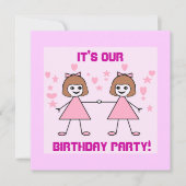 Meisje tweeling, het is onze Birthday Party. Kaart (Voorkant)