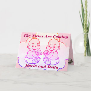 Meisje tweeling komt Baby shower Kaart