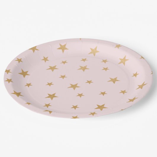 Meisje Twinkle Baby shower, roze gouden sterren 37 Papieren Bordje (Gekanteld)