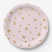 Meisje Twinkle Baby shower, roze gouden sterren 37 Papieren Bordje (Voorkant)