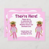 Meisje Twins Douche of Aankondiging (Voorkant / Achterkant)