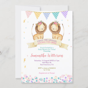 Meisje Twins Leeuw Cubs Baby shower Tweemaal de Gi Kaart