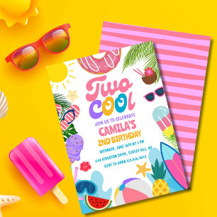 Meisje Two Cool Pool Party Strand 2e verjaardag Kaart