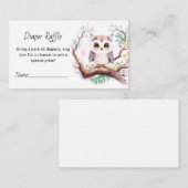 Meisje Uil Baby shower Bos Luier Raffle Informatiekaartje (Voorkant / Achterkant)