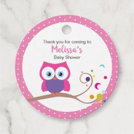 Meisje Uil Roze Schattig Whimiscal Design Bedankjes Labels