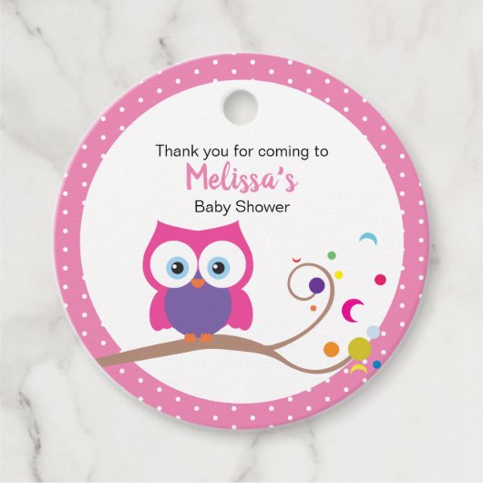 Meisje Uil Roze Schattig Whimiscal Design Bedankjes Labels (Voorkant)