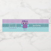 Meisje uil waterfles label baby shower. etiket (Enkel label)