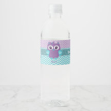 Meisje uil waterfles label baby shower.