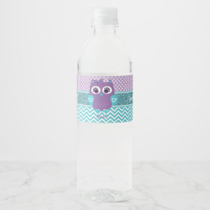 Meisje uil waterfles label baby shower. etiket