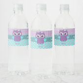 Meisje uil waterfles label baby shower. waterfles etiket (Flessen)