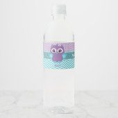 Meisje uil waterfles label baby shower. waterfles etiket (Voorkant)