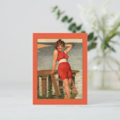  meisje uit de jaren 1900 briefkaart (Staand voorkant)