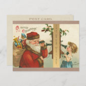 meisje uit de jaren 1910 dat Kerstmis met de kers Feestdagenkaart (Voorkant / Achterkant)