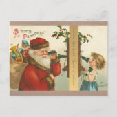 meisje uit de jaren 1910 dat Kerstmis met de kers Feestdagenkaart (Voorkant)