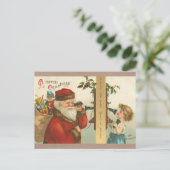 meisje uit de jaren 1910 dat Kerstmis met de kers Feestdagenkaart (Staand voorkant)