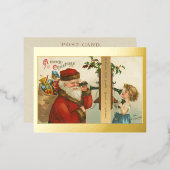  meisje uit de jaren 1910 dat Kerstmis met de kers Folie Feestdagen Briefkaart (Voorkant / Achterkant)