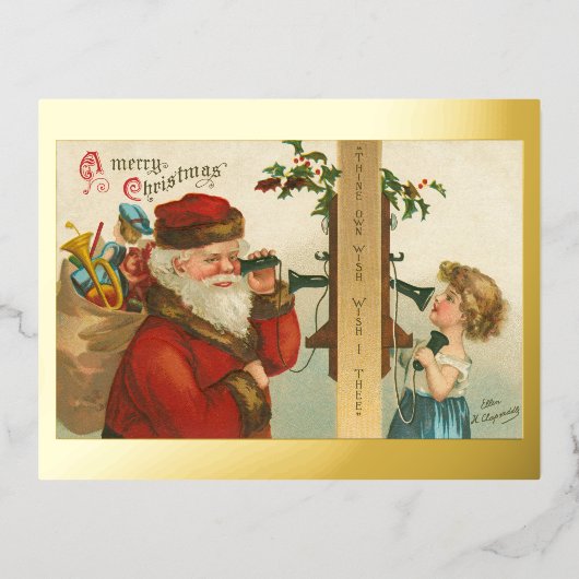  meisje uit de jaren 1910 dat Kerstmis met de kers Folie Feestdagen Briefkaart (Voorkant)