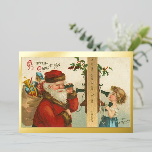  meisje uit de jaren 1910 dat Kerstmis met de kers Folie Feestdagenkaart (Staand Voorkant)