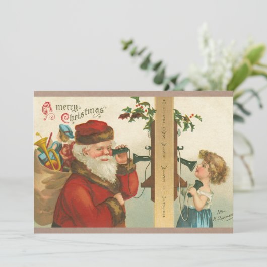  meisje uit de jaren 1910 dat Kerstmis met de kers Kaart (Staand voorkant)