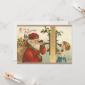 meisje uit de jaren 1910 dat Kerstmis met de kers Kaart (Voorkant / Achterkant in situ)