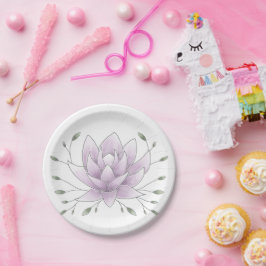 Meisje-uit-de-stad-blad-en-roze-lotus-feest Papieren Bordje