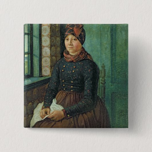 Meisje uit Fano, 1834 Vierkante Button 5,1 Cm (Voorkant)