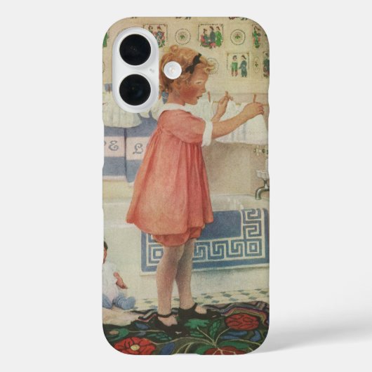 Meisje uit grootmoeders tijd, kind doet was ophang Case-Mate iPhone case (Achterkant)