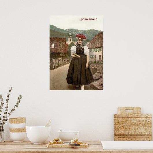 Meisje uit het Zwarte Woud in Duitsland (1900) Poster (Keuken)