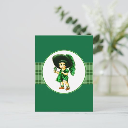 meisje uit Ierland St. Patrick's Day Briefkaart (Staand voorkant)
