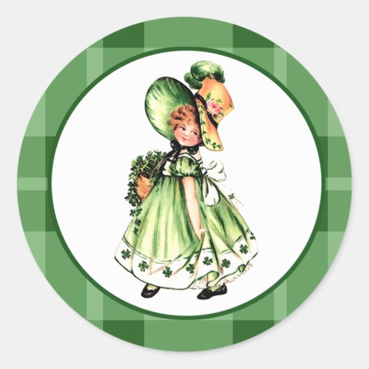  meisje uit Ierland St. Patrick's Day Ronde Sticker (Voorkant)