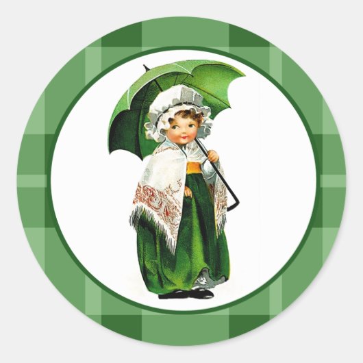  meisje uit Ierland St. Patrick's Day Ronde Sticker (Voorkant)