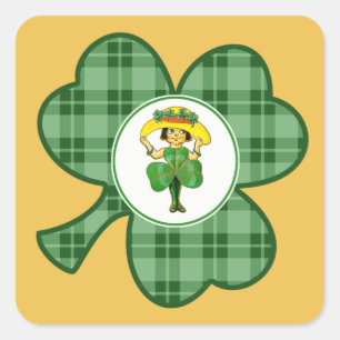  meisje uit Ierland St. Patrick's Day Vierkante Sticker