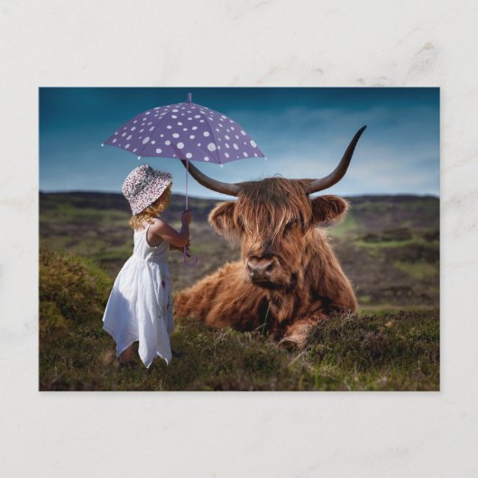 Meisje Umbrella Bull Fotografie Postcrossing Briefkaart (Voorkant)