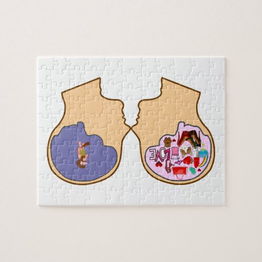 Meisje V Guy grappig design - Legpuzzel (Horizontaal)