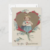 Meisje Valentijn hart vergeet-me-niet Feestdagenkaart (Voorkant / Achterkant)