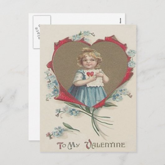 Meisje Valentijn hart vergeet-me-niet Feestdagenkaart (Voorkant / Achterkant)