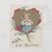 Meisje Valentijn hart vergeet-me-niet Feestdagenkaart (Voorkant)
