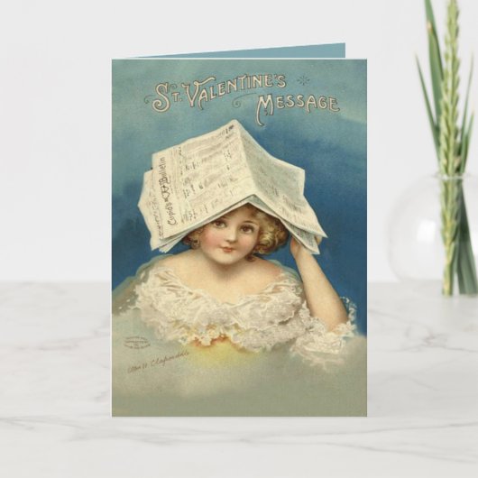 Meisje Valentijn krant Feestdagen Kaart (Voorkant)